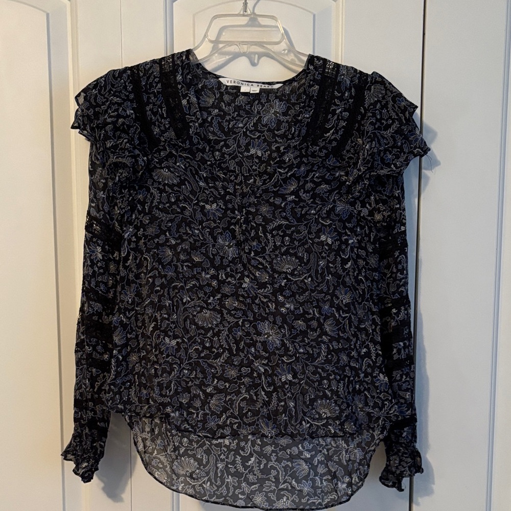 Pre-loved Veronica Beard Black Floral Blouse